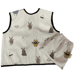 Bata sin Mangas Impermeable con Bolsita Monstruos